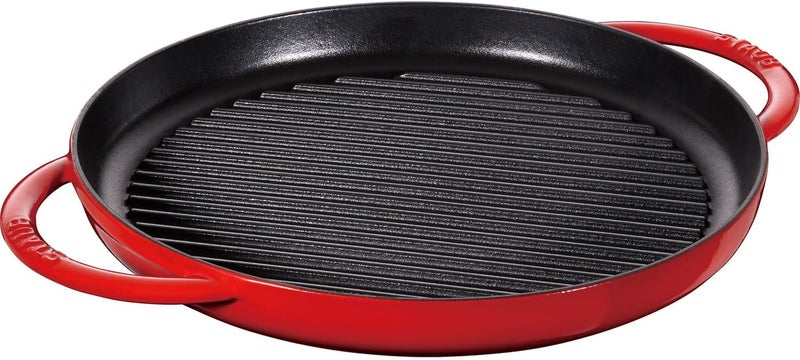 Staub Pure Grill Pan 30cm Cherry - Cast Iron with Black Matt Enamel Interior - Image 1